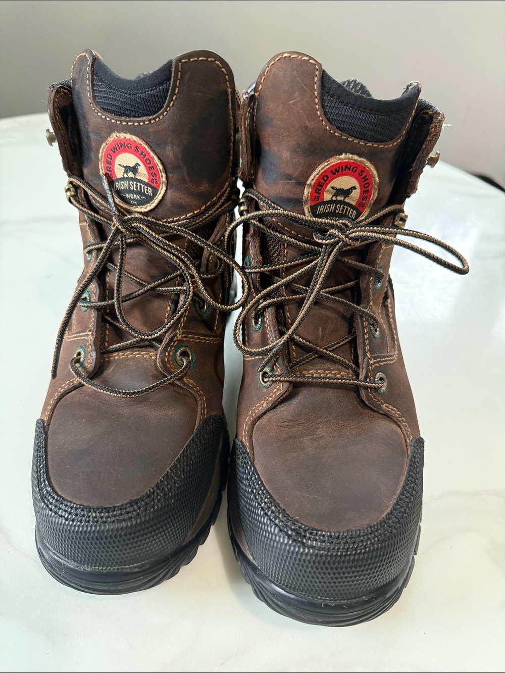 Red Wing irish setter Shoes Brown Leather Work Boots with Black Rubber Toe